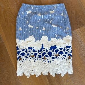 J.O.A. Los Angeles blue and white cut out skirt